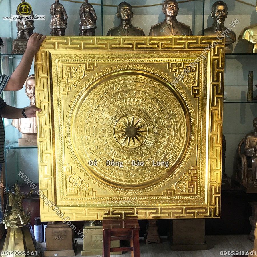 Tranh Mặt trống Khung Liền đồng mạ vàng 24k 1m27
