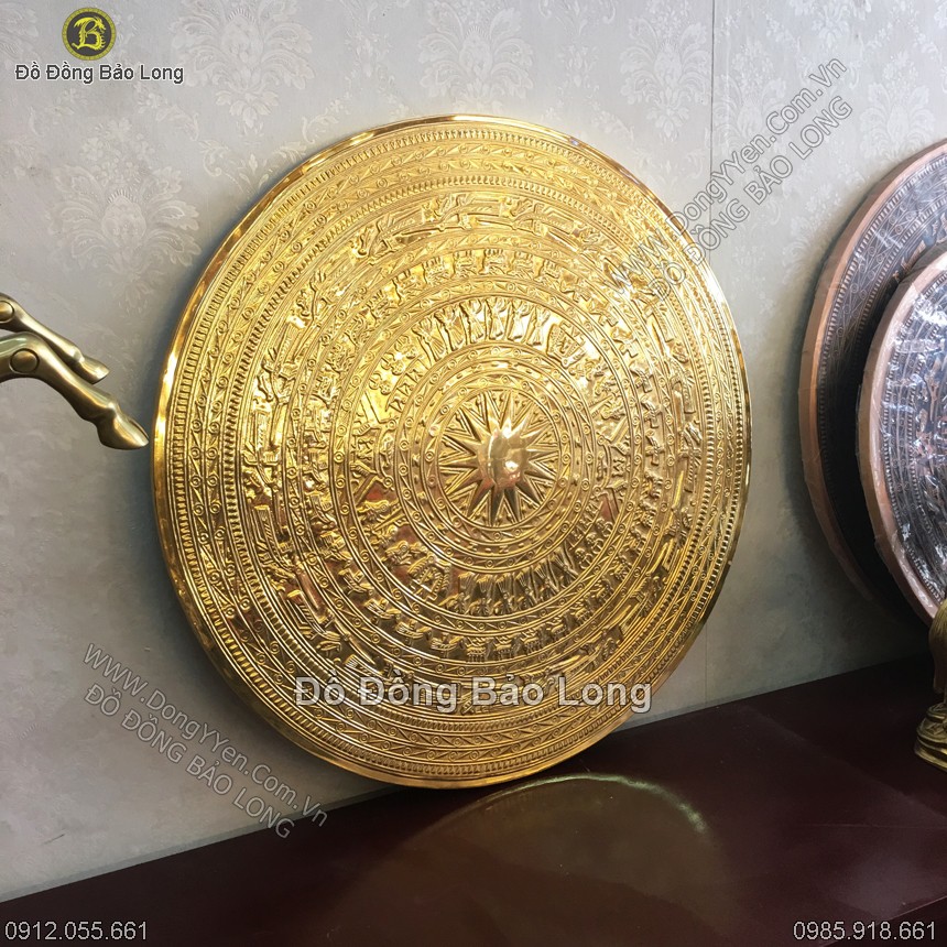 mặ trống đồng đúc 60cm mạ vàng 24k