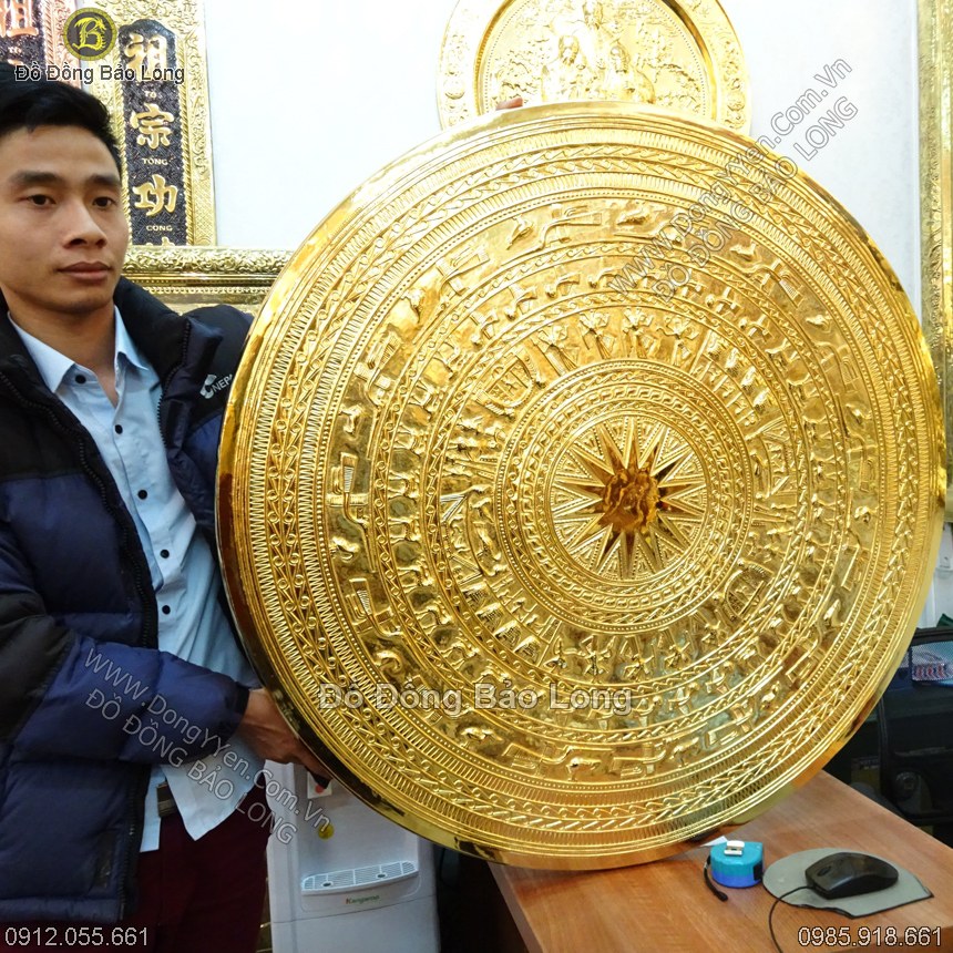 Mặt Trống Đồng Mạ Vàng 24K 1m