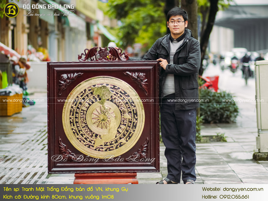 tranh mặt trống đồng bản đồ 1m08