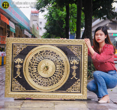 Tranh Mặt trống đồng khung liền đồng 1m13 x 82cm cho khách Quảng Ninh