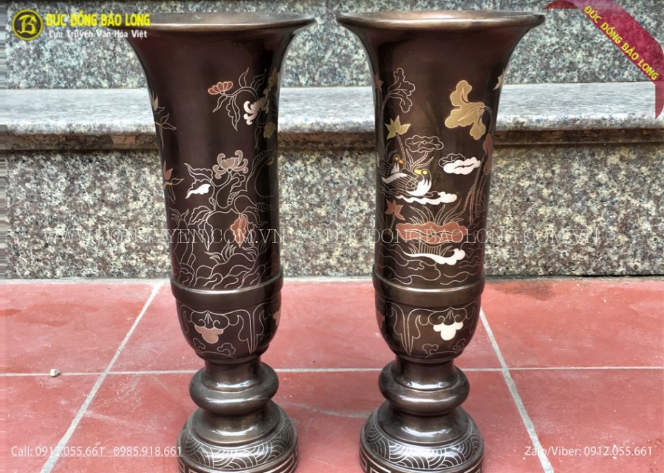 ống hương bằng đồng khảm ngũ sắc