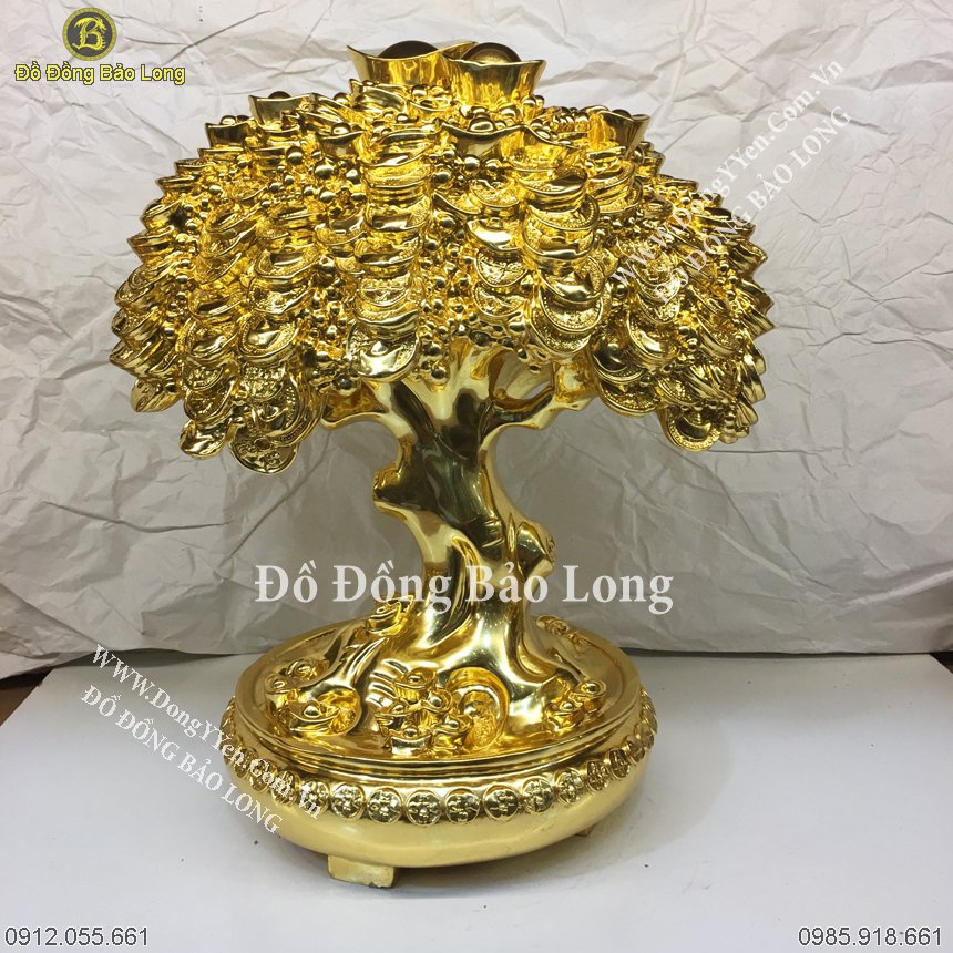 Cây Tiền Dát Vàng 9999 Cao 40Cm