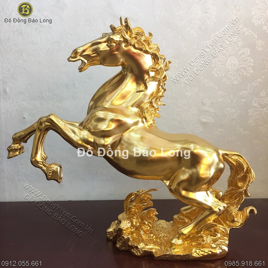 ngựa đồng phong thủy thếp vàng 9999 cao 45cm