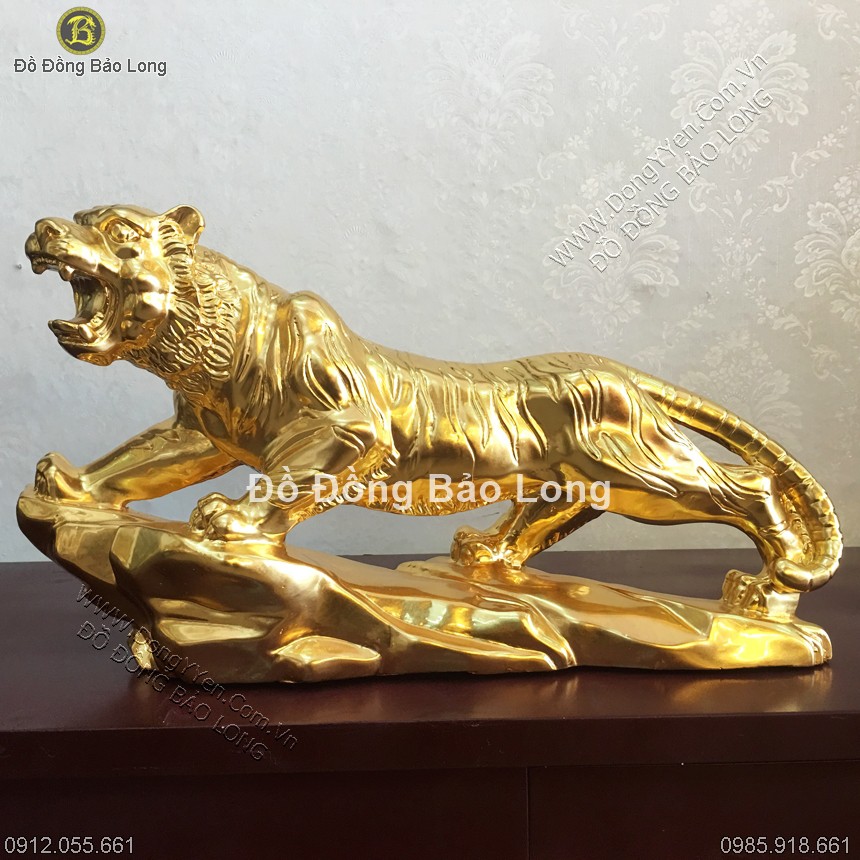 Tượng Hổ Bằng Đồng Thếp Vàng 9999 43cm