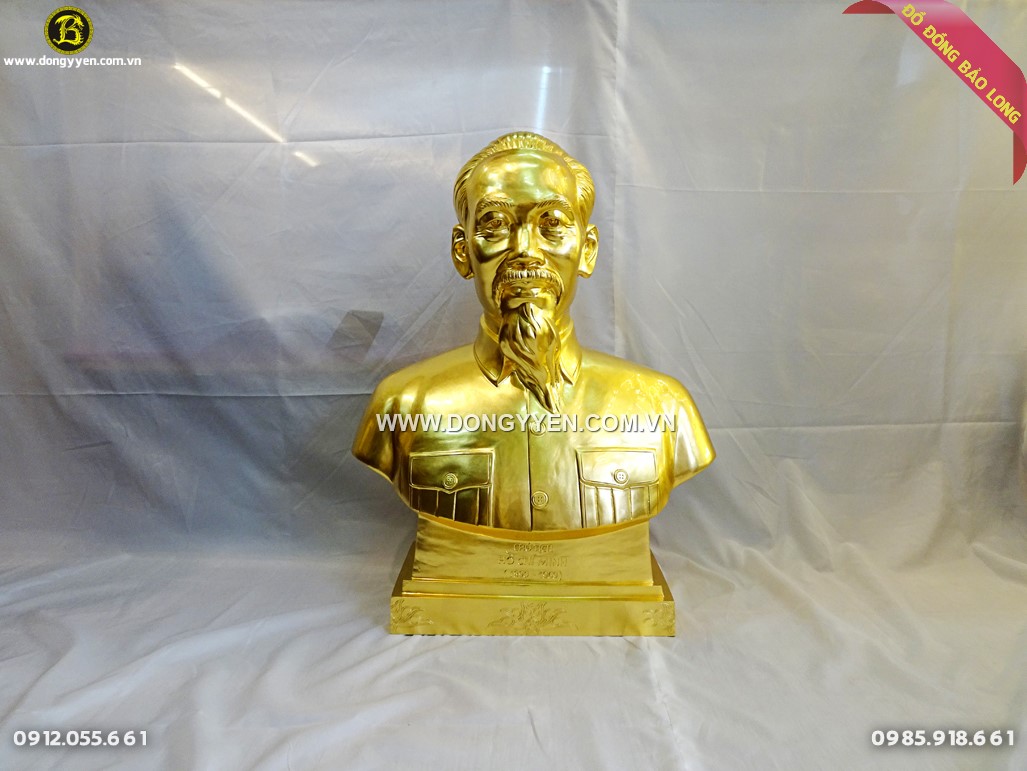 Tượng Bác Hồ bán thân cao 81cm dát vàng giao tại Tân Uyên