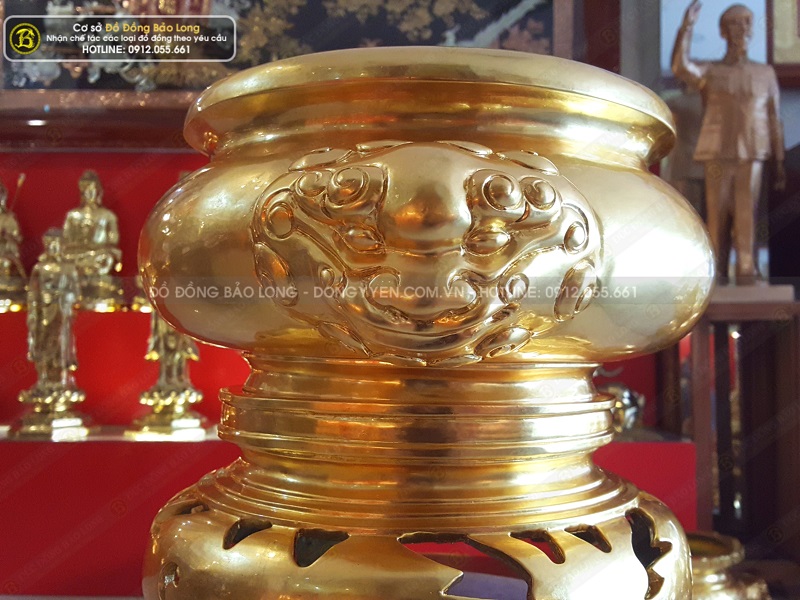 giá đồ thờ bằng đồng dát vàng