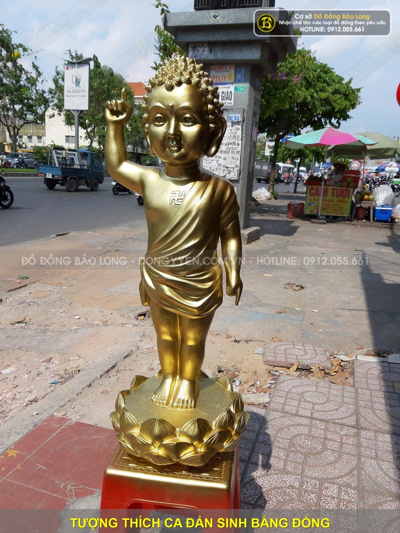 giá tượng thích ca đản sinh bằng đồng