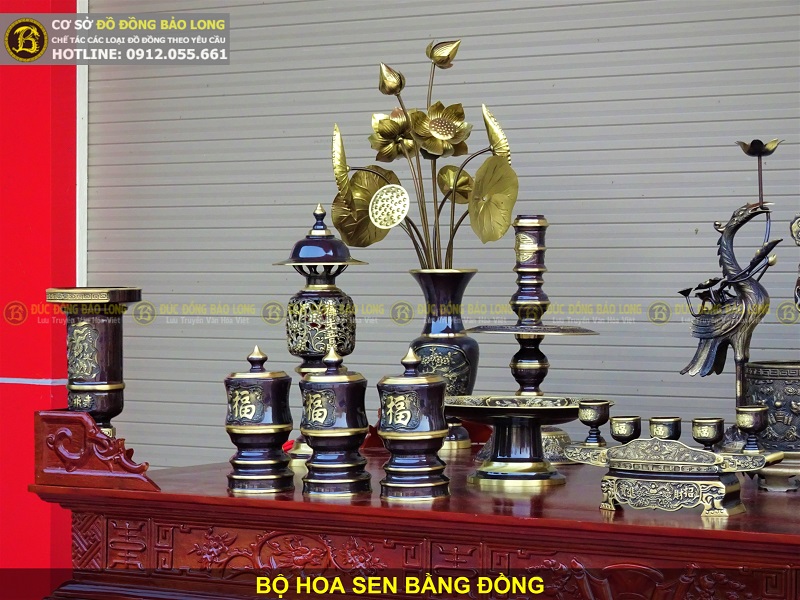 giá bộ hoa sen bằng đồng