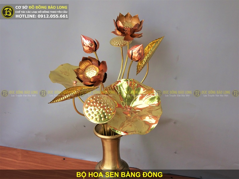 giá bộ hoa sen bằng đồng