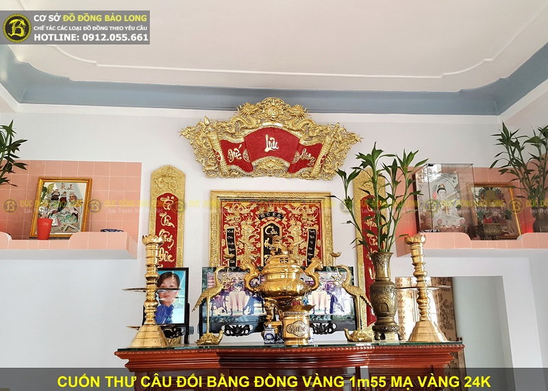 giá cuốn thư câu đối bằng đồng