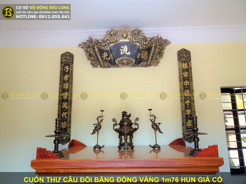 giá cuốn thư câu đối bằng đồng