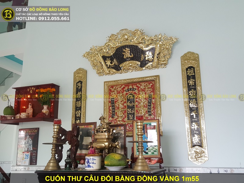 giá cuốn thư câu đối bằng đồng