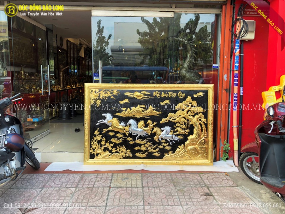 tranh bát mã mạ vàng