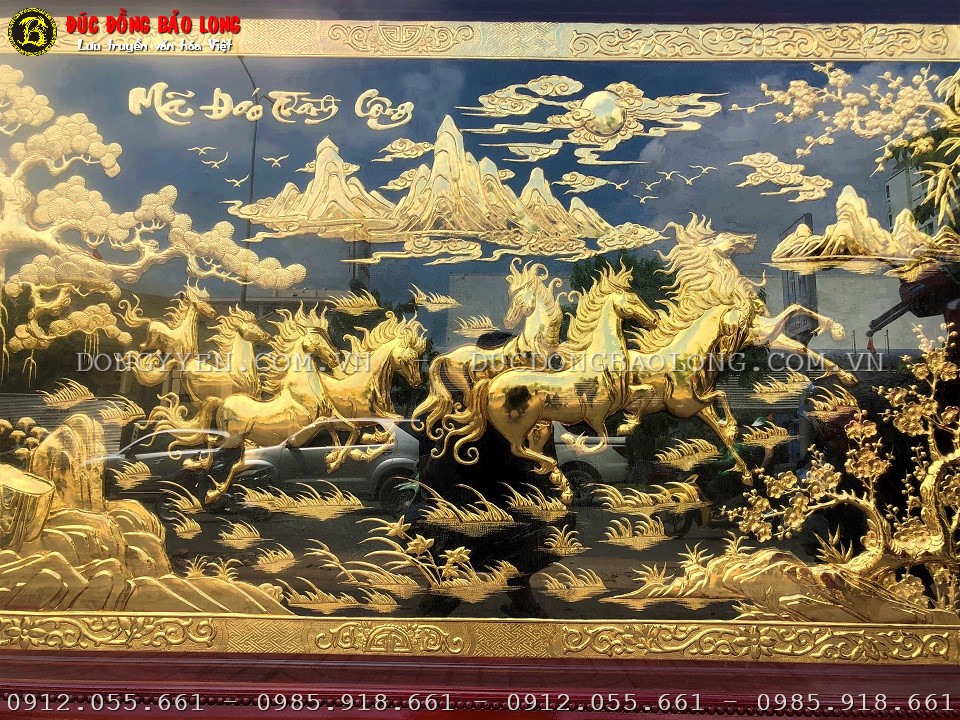 tranh bát mã mạ vàng