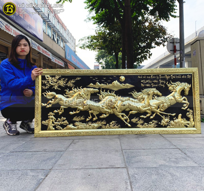 Tranh Bát Mã khung liền đồng 1m6 x 65cm cho khách Thanh Hóa
