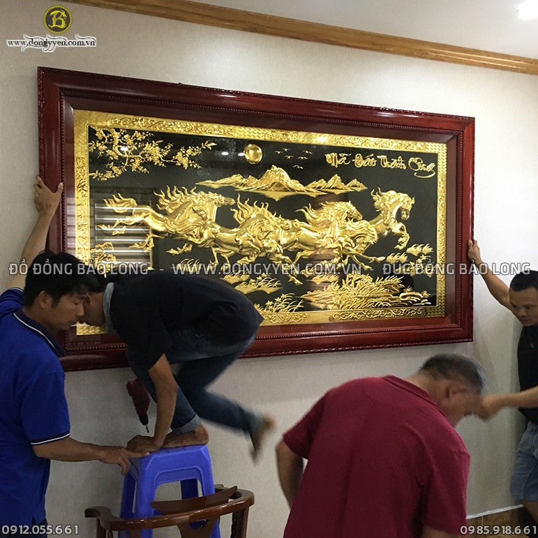 Tranh Mã Đáo Mạ Vàng 24k 2m31 Cho Biệt Thự Quảng Ninh