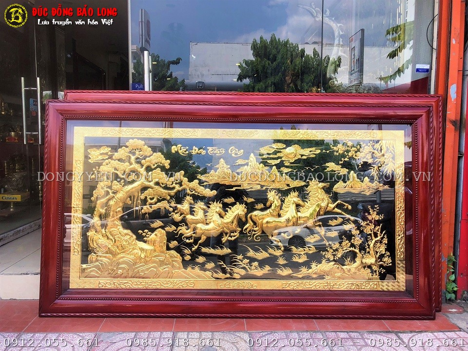 tranh bát mã bằng đồng mạ vàng
