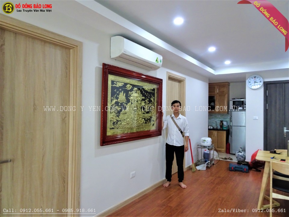 Tranh cá chép vượt vũ môn 1m55x1m07