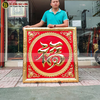 Tranh Chữ Phúc Khung Đồng Mạ Vàng 24k 1m07 cho khách Vũng Tàu