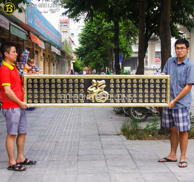 Tranh Bách Phúc khung liền đồng 1m93 x 42cm cho khách Quảng Ninh