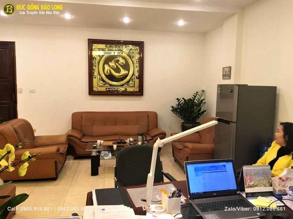 tranh chữ Tâm bằng đồng