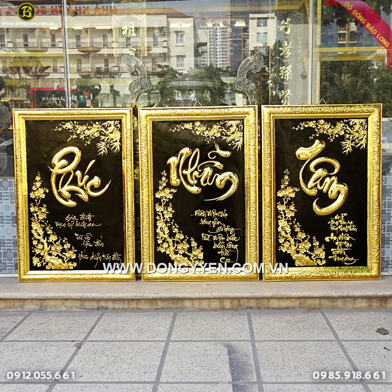 Tranh Chữ Bằng Đồng Mạ Vàng biếu tặng Mừng Tân Gia