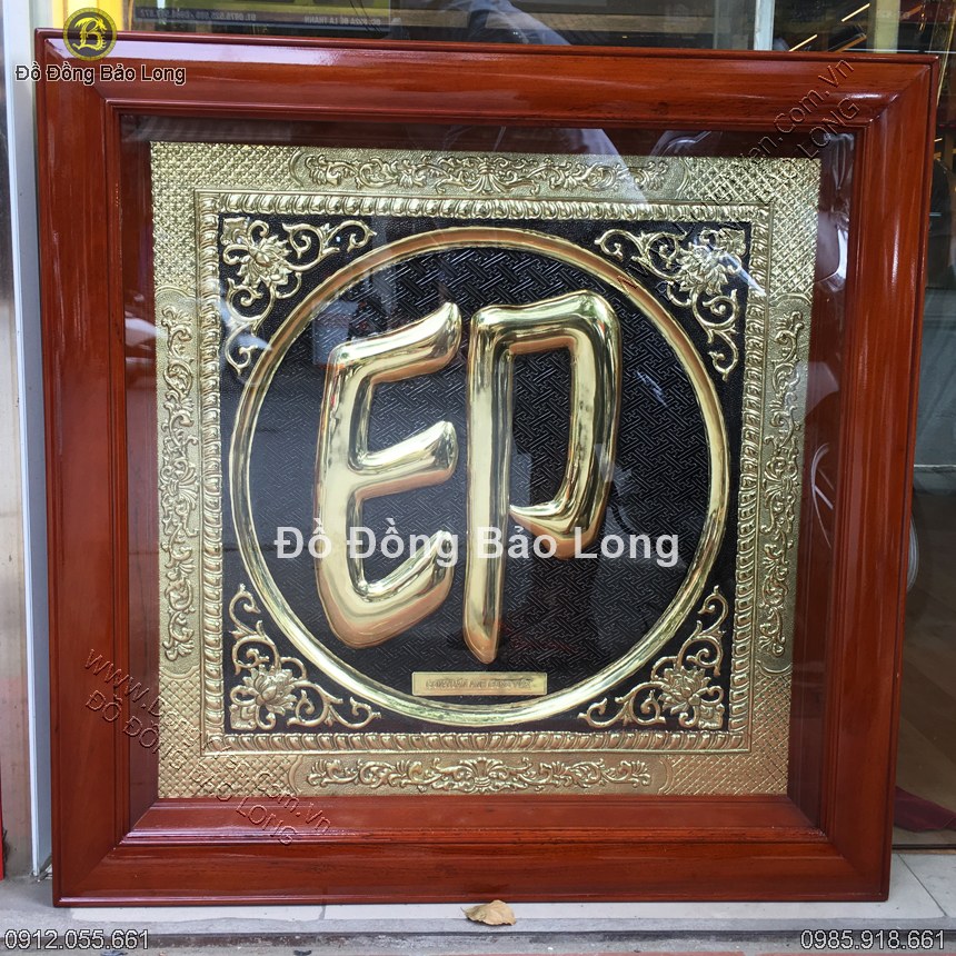 Tranh Đồng Chữ Ấn Khung Gụ 81cm