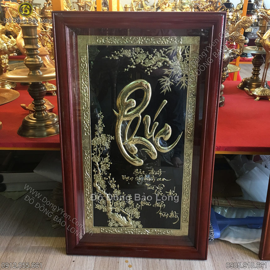 Tranh Đồng Chữ Phúc Thư Pháp 90x55cm