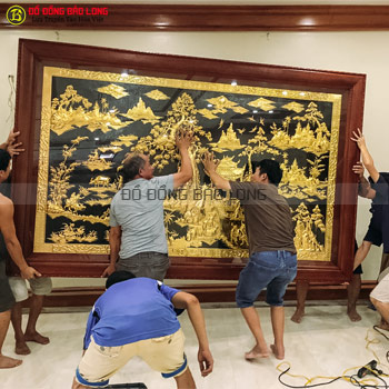 Lắp Tranh Đồng Quê Mạ Vàng 24k 3m21 tại Quảng Ninh