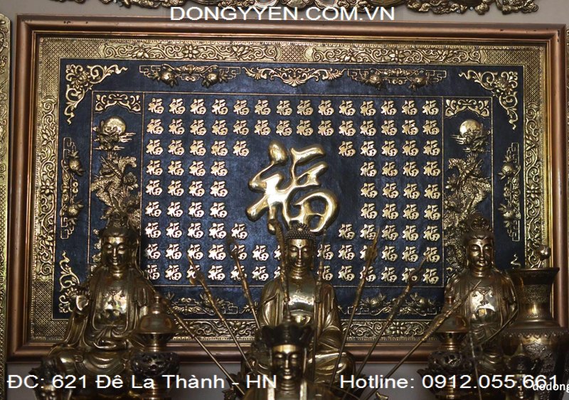 Tranh Bách Phúc Bằng Đồng Đỏ 90cm