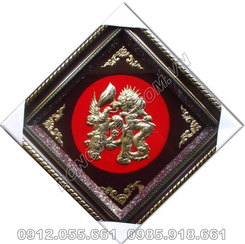 Tranh Đồng Chữ Đức Hóa Rồng 50cm x 50cm