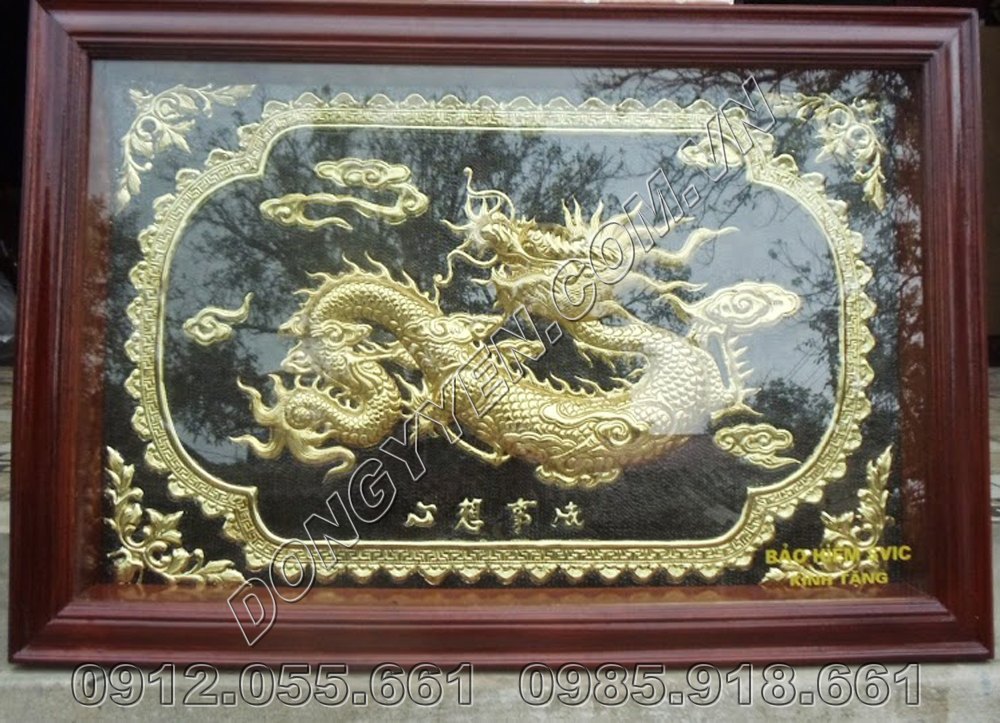 Tranh Đồng Chữ Tâm Hóa Rồng 60cm x 80cm