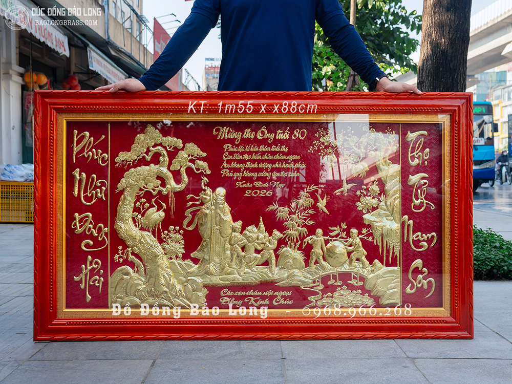 Tranh Cửu Ngư Quần Tụ Bằng Đồng KT 1m33 x 2m33