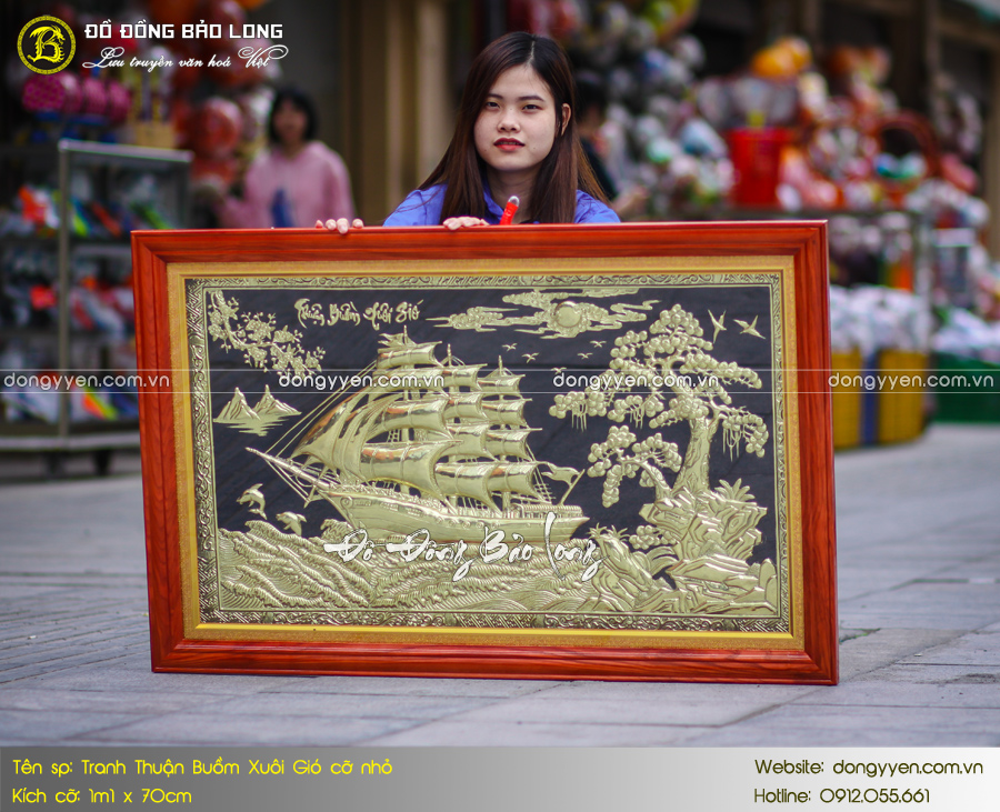 tranh thuận buồm bằng đồng 1m1 x 70cm