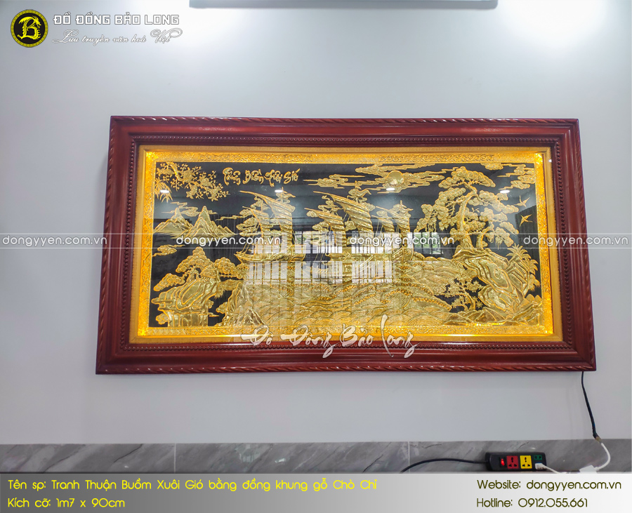 tranh thuận buồm bằng đồng 1m7 x 90cm