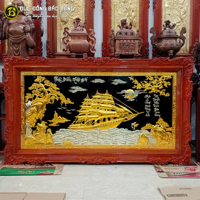 Tranh Đồng Thuận Buồm Xuôi Gió Dát Vàng, Dát Bạc 1m6x92cm 