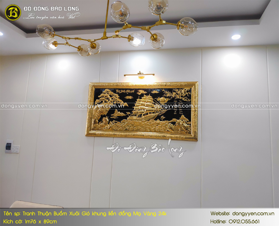 tranh thuận buồm xuôi gió khung liền đồng mạ vàng