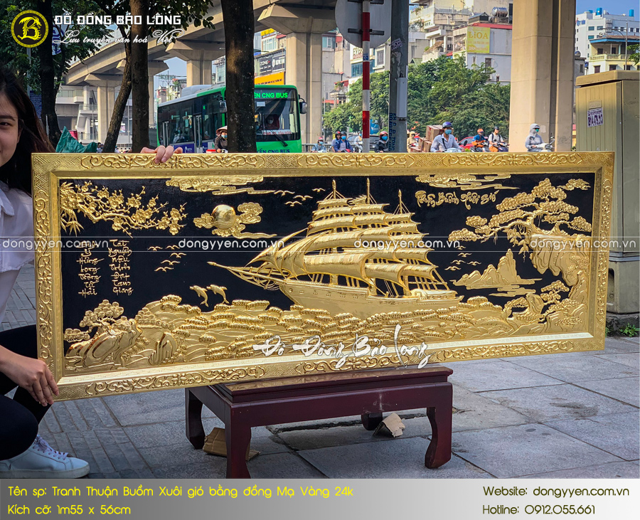 tranh thuận buồm mạ vàng 24k