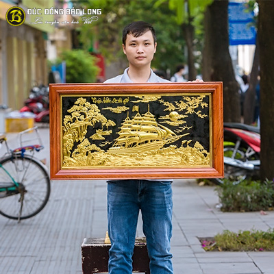 Tranh Thuận Buồm Xuôi Gió Dát Vàng 9999 Khổ 48x88cm