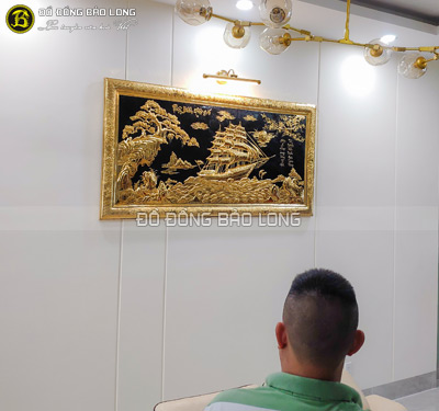 Tranh Thuận Buồm Xuôi Gió khung liền đồng mạ vàng 24k 1m76 x 89cm