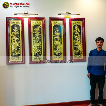 Lắp Tranh Tứ Quý Mạ Vàng 24k 1m27 cho khách Lào Cai