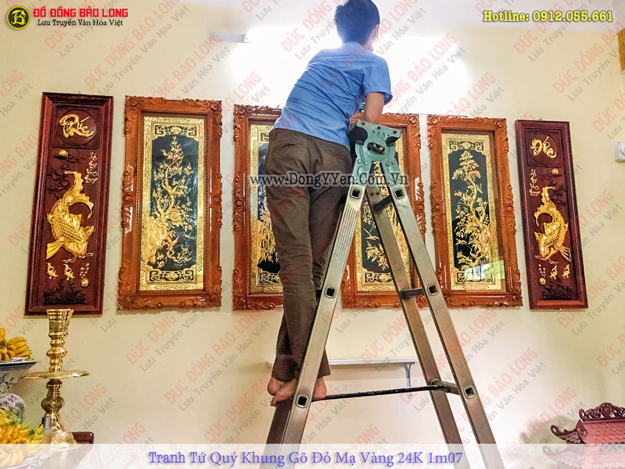 tranh tứ quý bằng đồng