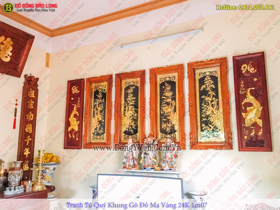 tranh tứ quý bằng đồng 1m07