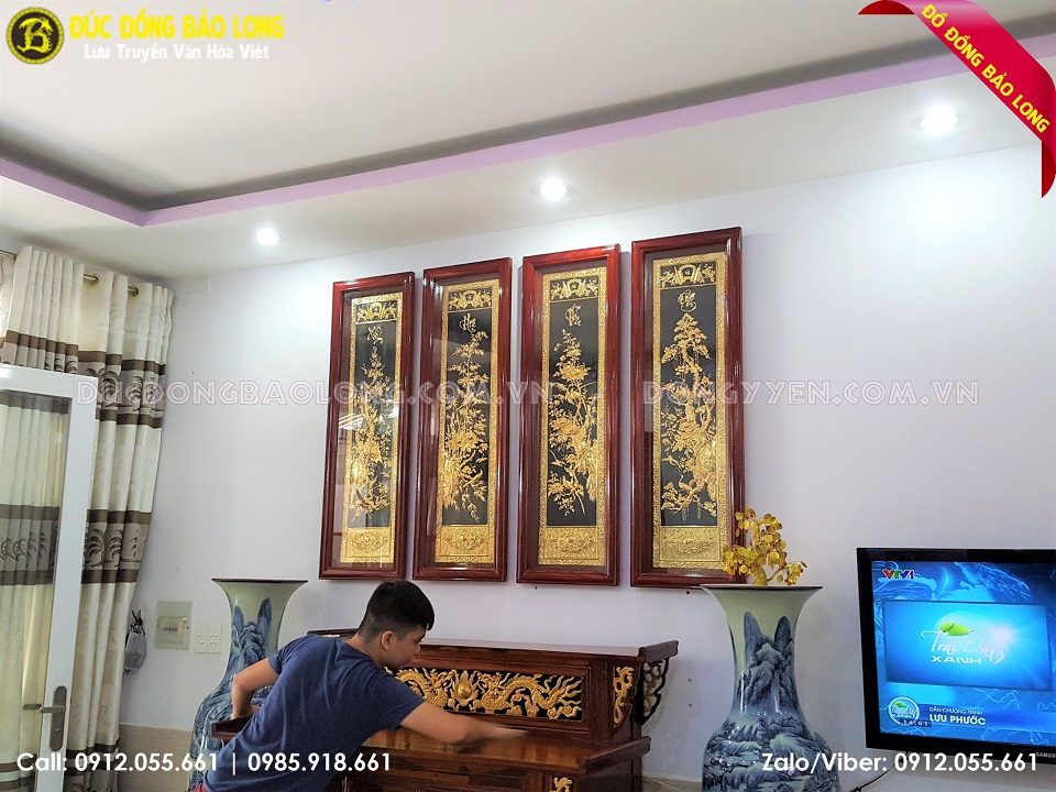 lắp đặt tranh tứ quý