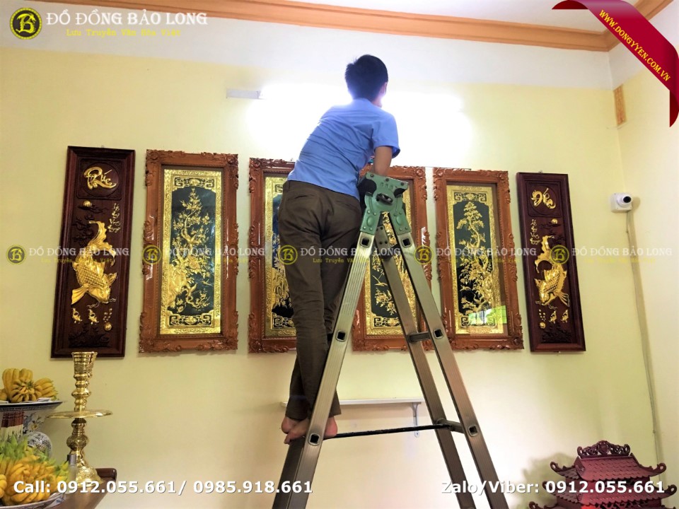 tranh tứ quý bằng đồng