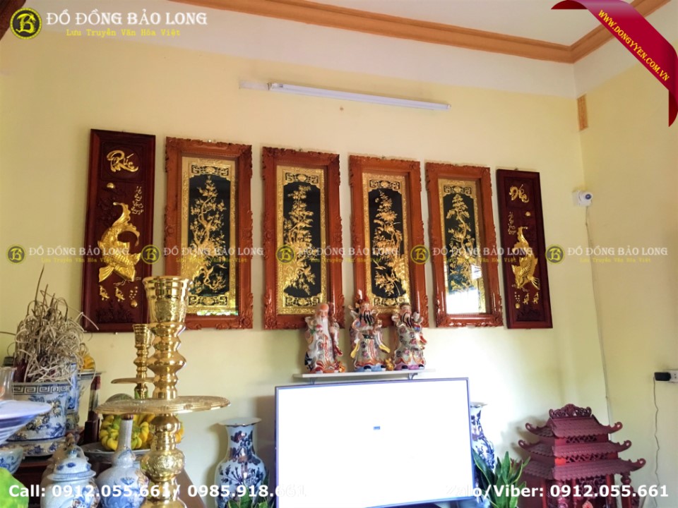 tranh tứ quý bằng đồng