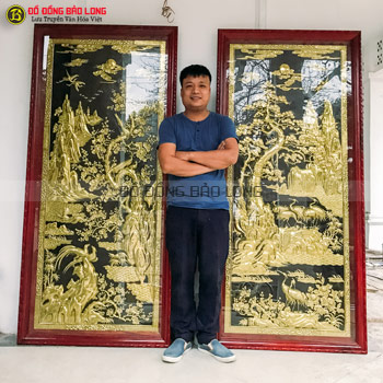 Lắp Cặp Tranh Tùng Hạc Mai Điểu 1m95 tại Ninh Bình