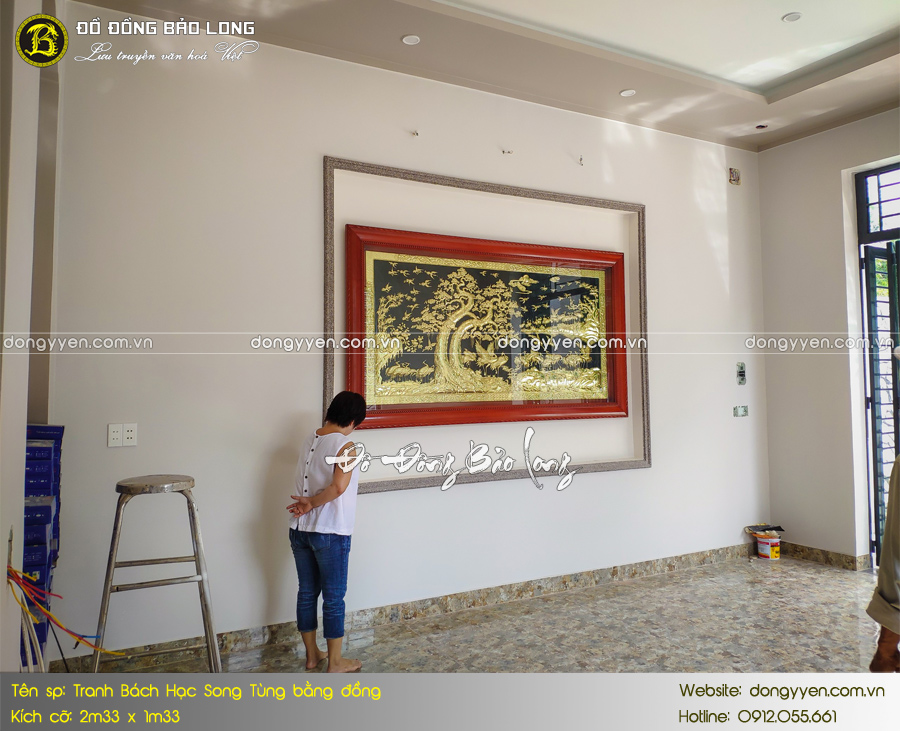 quy cách chế tac tranh bách hạc quần tùng