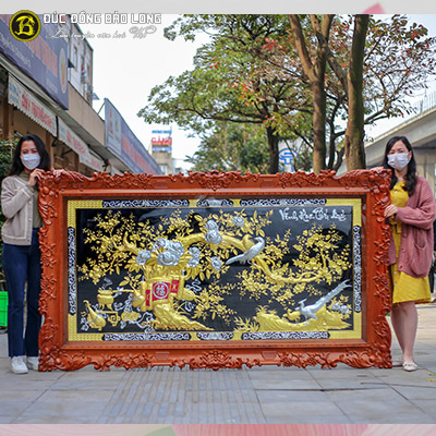 Tranh Đồng Vinh Hoa Phú Quý Dát Vàng, Bạc Khổ 2m39x1m35